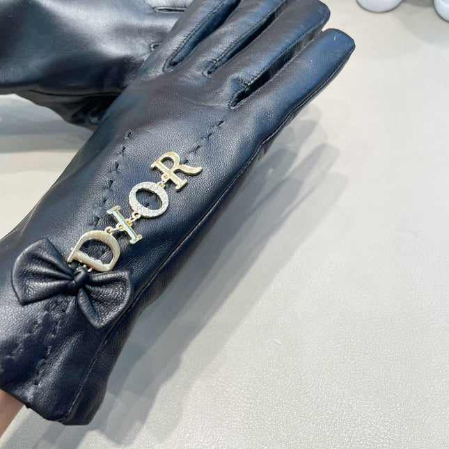 GLOVES WITH BOW IN BLACK LAMBSKIN 423411