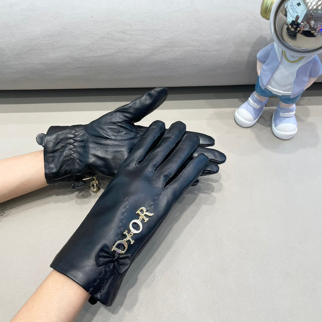 GLOVES WITH BOW IN BLACK LAMBSKIN 423411
