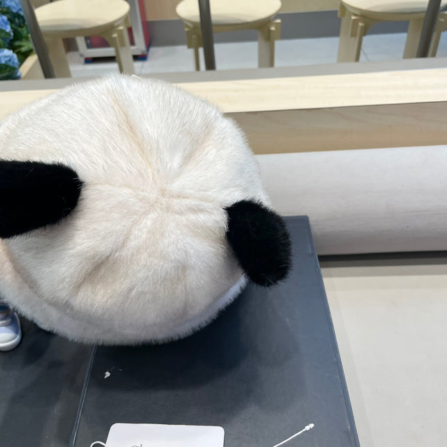 BUCKET HAT WITH CUTE BEAR EARS IN WHITE RABBIT FUR 434970