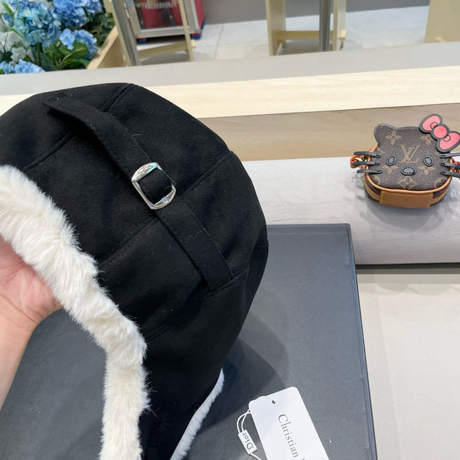 TRAPPER HAT IN BLACK VELVET AND RABBIT FUR 431381