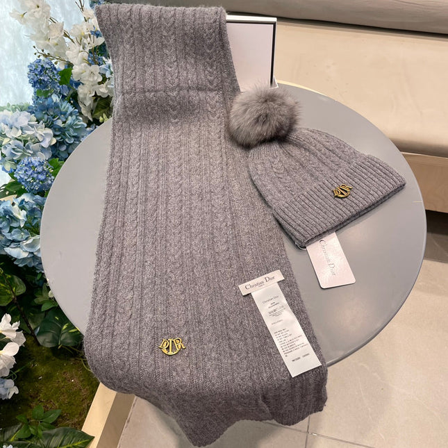 SET CLASSIC SCARF AND HAT IN GRAY CASHMERE AND RABBIT WOOL 433233