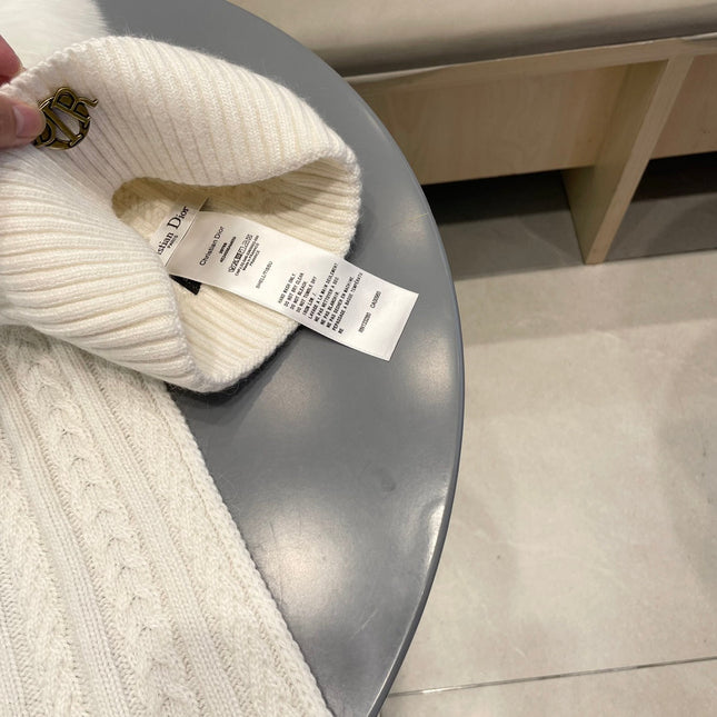 SET CLASSIC SCARF AND HAT IN RICE WHITE CASHMERE AND RABBIT WOOL 433235