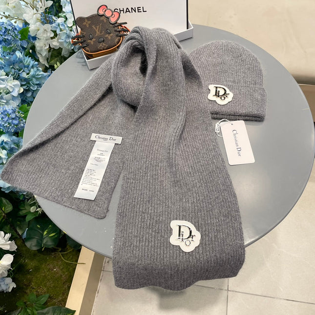 SET SCARF AND HAT IN GRAY CASHMERE WOOL 433242