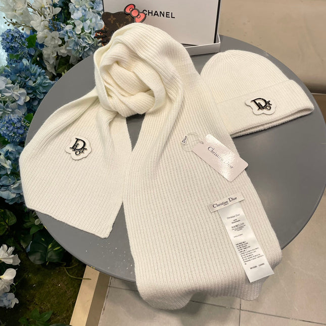 SET SCARF AND HAT IN WHITE CASHMERE WOOL 433244