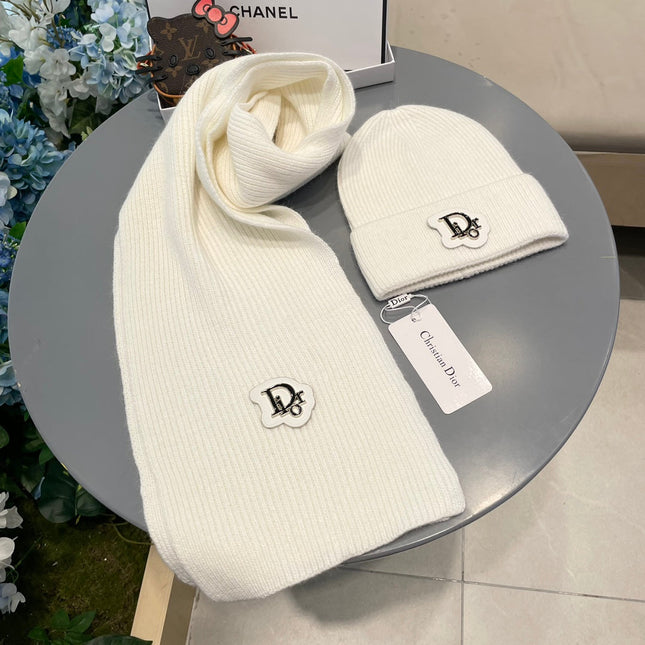 SET SCARF AND HAT IN WHITE CASHMERE WOOL 433244