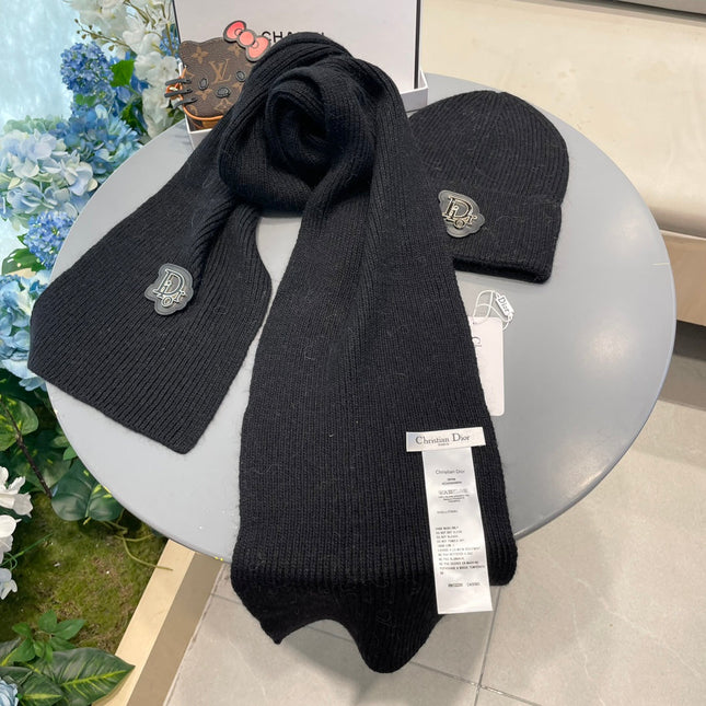 SET SCARF AND HAT IN BLACK CASHMERE WOOL 433243