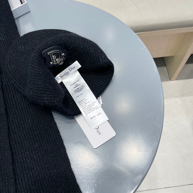 SET SCARF AND HAT IN BLACK CASHMERE WOOL 433243