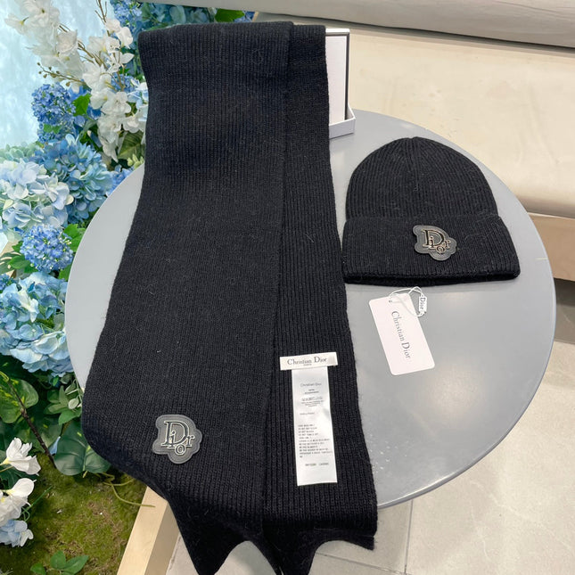 SET SCARF AND HAT IN BLACK CASHMERE WOOL 433243
