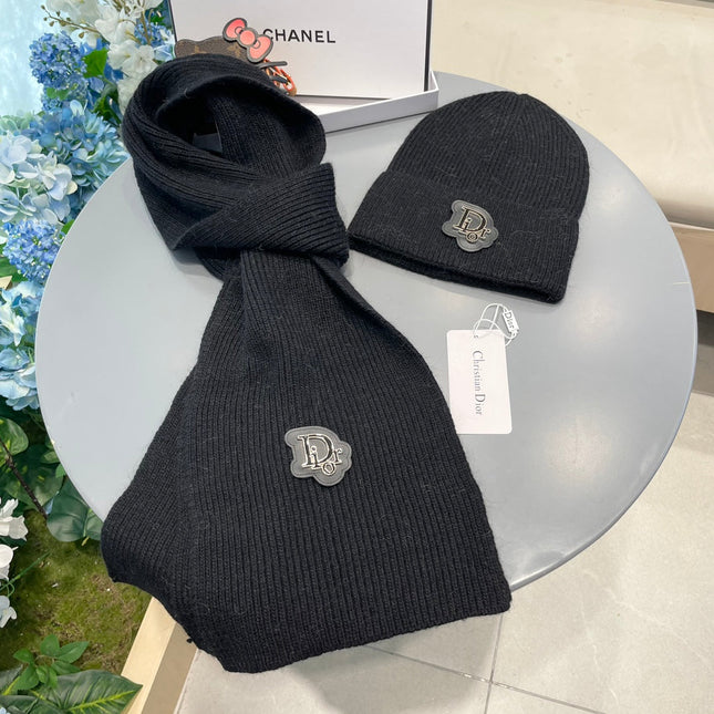 SET SCARF AND HAT IN BLACK CASHMERE WOOL 433243