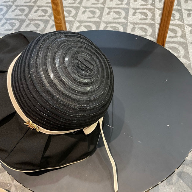 STRIPED BUCKET HAT IN BLACK COTTON 434998