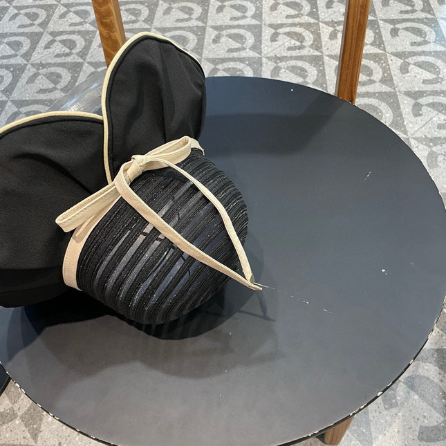 STRIPED BUCKET HAT IN BLACK COTTON 434998