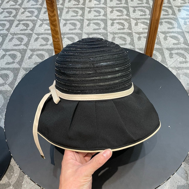 STRIPED BUCKET HAT IN BLACK COTTON 434998