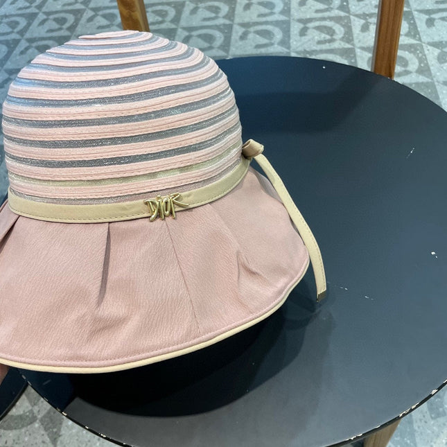 STRIPED BUCKET HAT IN WOOLLY BEIGE COTTON 434999