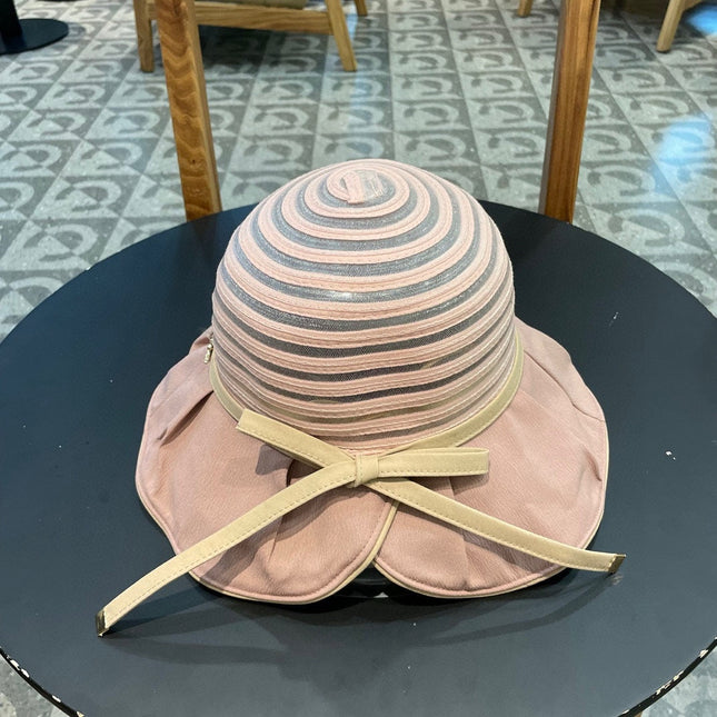 STRIPED BUCKET HAT IN WOOLLY BEIGE COTTON 434999