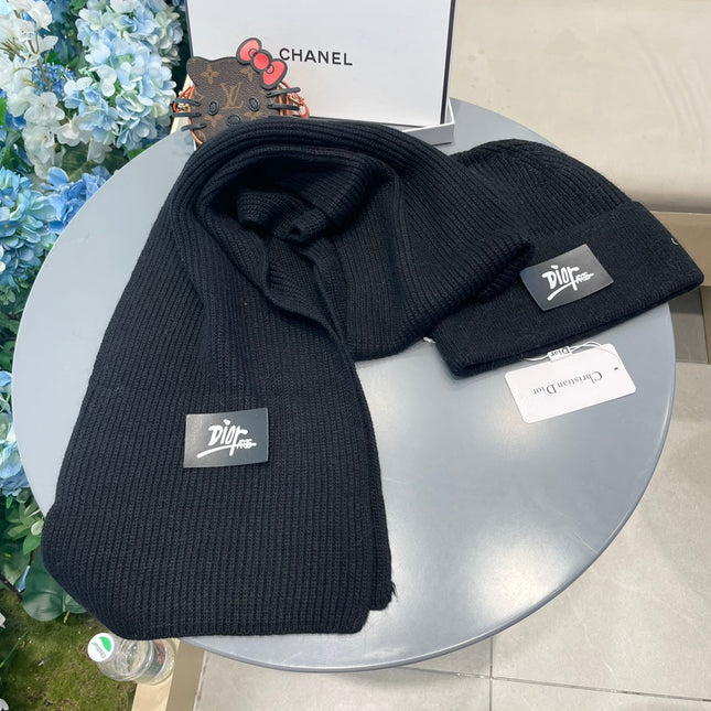 SET CLASSIC SCARF AND HAT IN BLACK RABBIT WOOL 434623