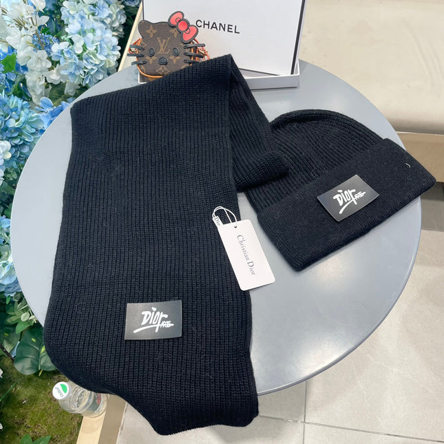 SET CLASSIC SCARF AND HAT IN BLACK RABBIT WOOL 434623