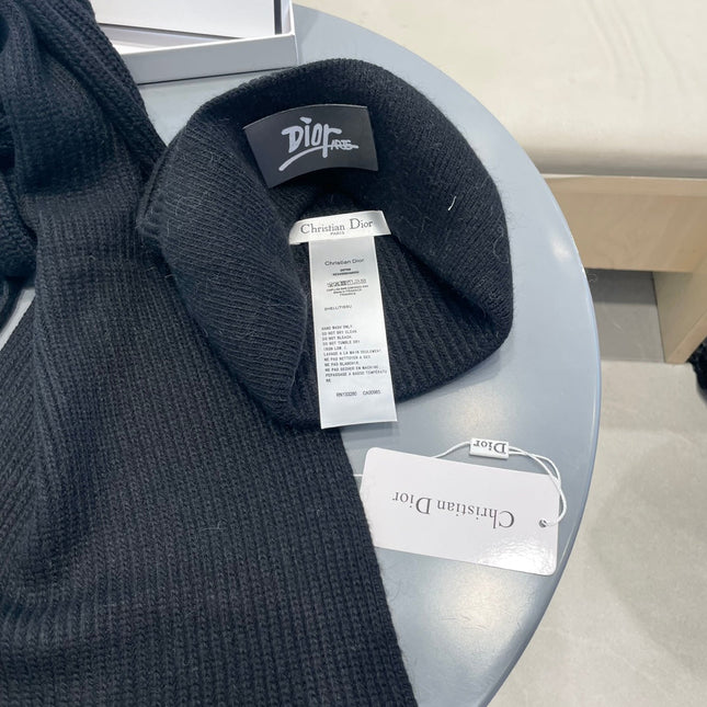 SET CLASSIC SCARF AND HAT IN BLACK RABBIT WOOL 434623