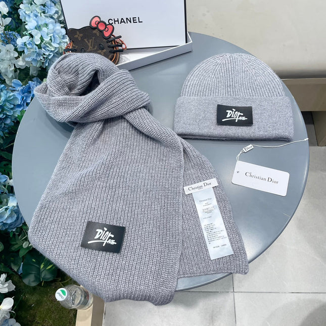 SET CLASSIC SCARF AND HAT IN GRAY RABBIT WOOL 434626