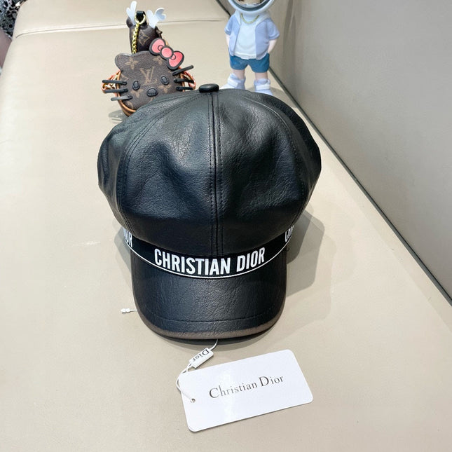 BAKER BOY HAT IN BLACK LEATHER 436763