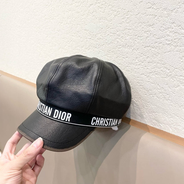 BAKER BOY HAT IN BLACK LEATHER 436763