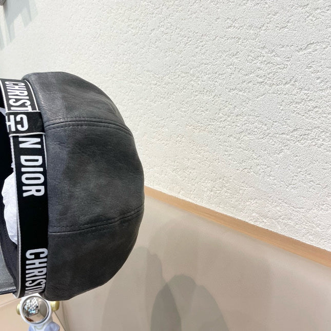 BAKER BOY HAT IN DARK GRAY LEATHER 436764