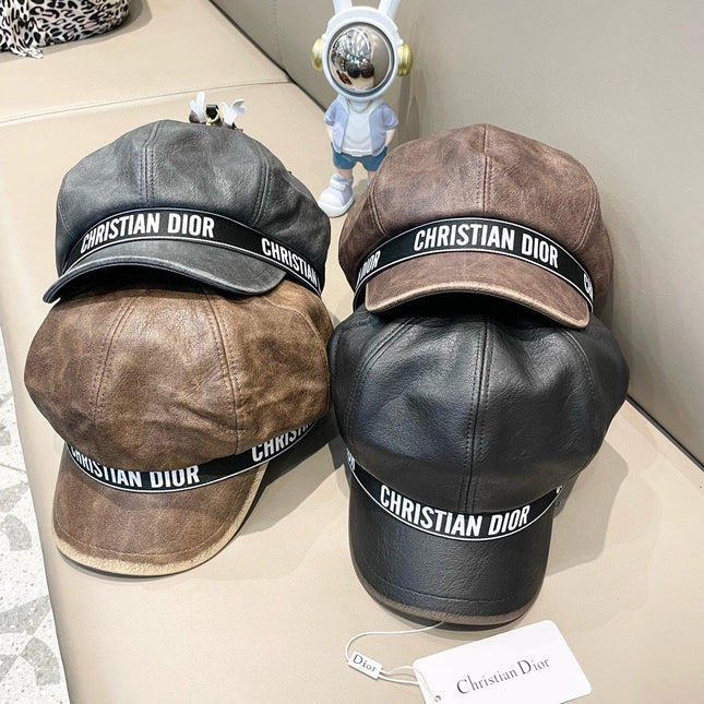 BAKER BOY HAT IN DARK GRAY LEATHER 436764