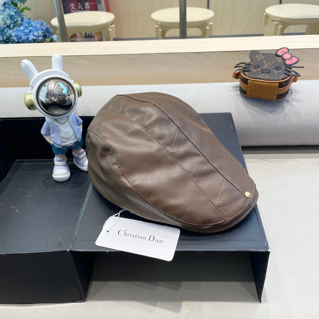 BAKER BOY HAT IN WALNUT BROWN LEATHER 436765