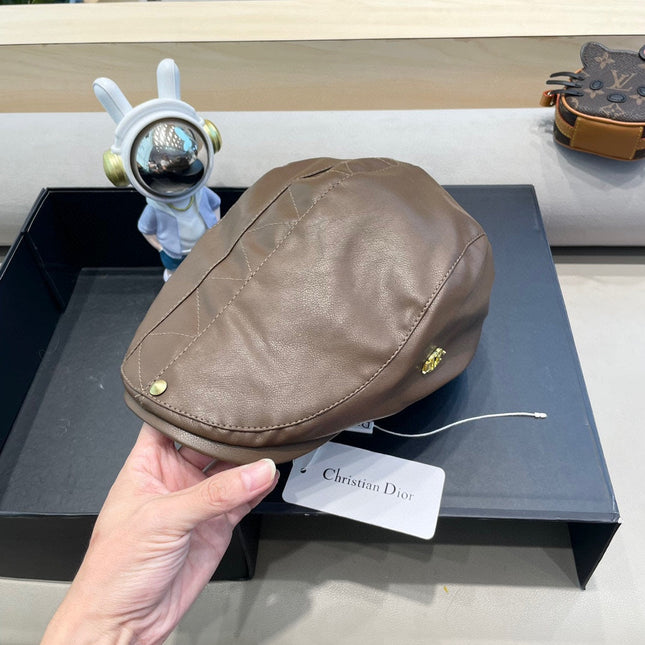 BAKER BOY HAT IN WALNUT BROWN LEATHER 436765