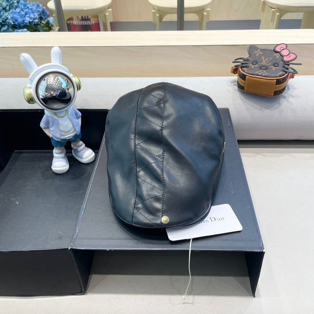 BAKER BOY HAT IN BLACK LEATHER 436766