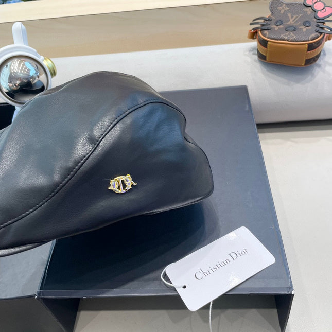 BAKER BOY HAT IN BLACK LEATHER 436766