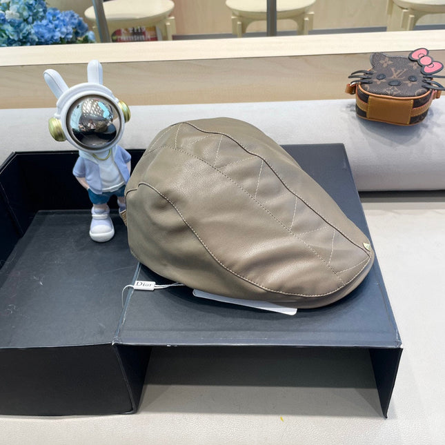 BAKER BOY HAT IN GRAYISH BROWN LEATHER 436767