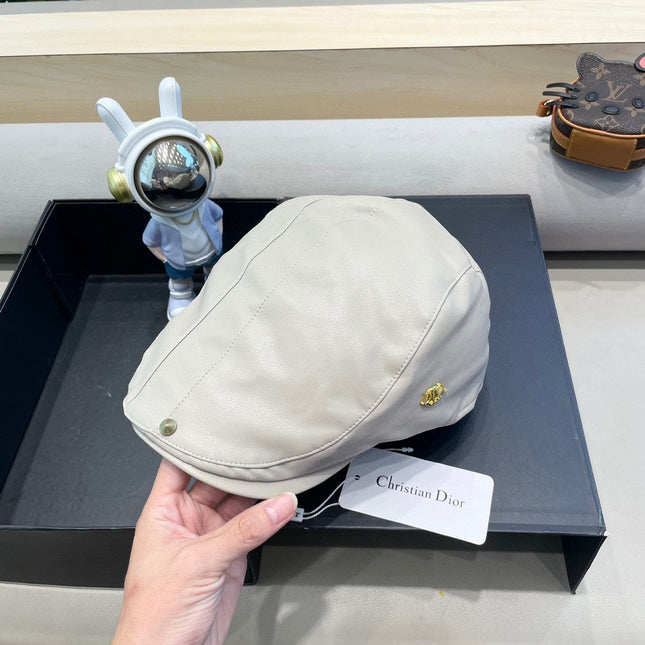 BAKER BOY HAT IN IVORY BEIGE LEATHER 436768