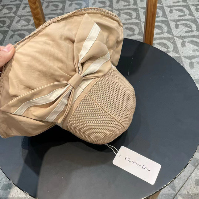 WHEAT BEIGE STRAW BUCKET HAT WITH BOW FABRIC BORDER 439644
