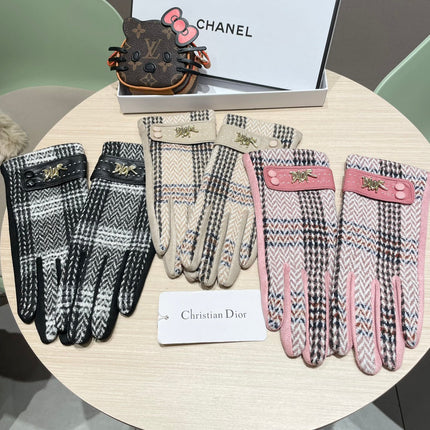 GLOVES IN BLACK MIX WHITE WOOL 463806