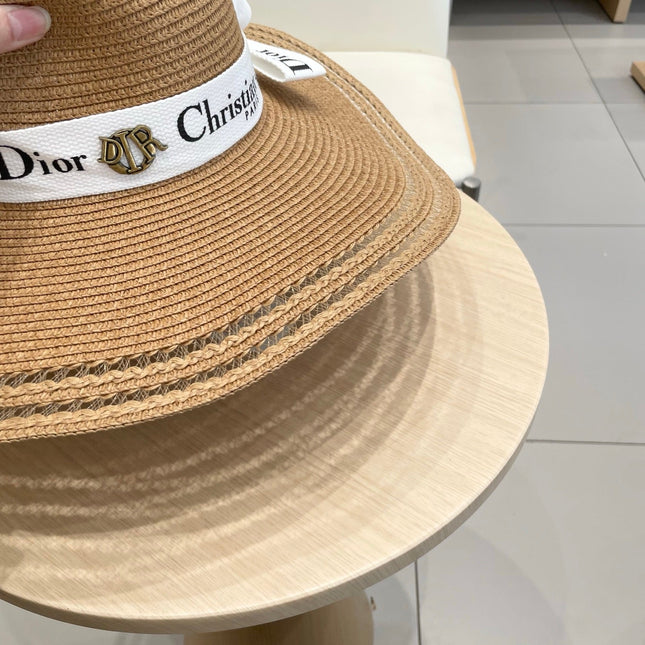 HAT IN DARK BEIGE RAFFIA WIDE-BRIM MIX BIG WHITE BOW