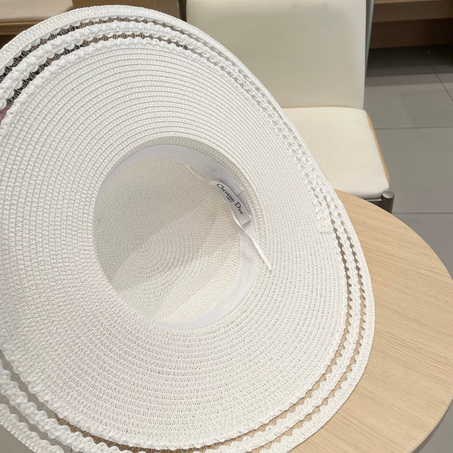 HAT IN WHITE RAFFIA WIDE-BRIM MIX BIG WHITE BOW