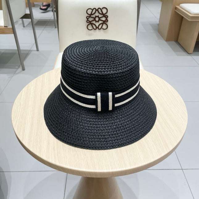 BUCKET HAT 57 CM IN BLACK RAFFIA 653741