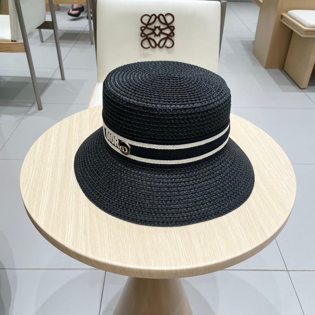 BUCKET HAT 57 CM IN BLACK RAFFIA 653741