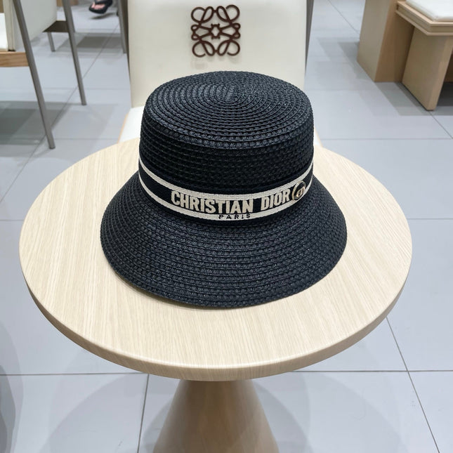 BUCKET HAT 57 CM IN BLACK RAFFIA 653741