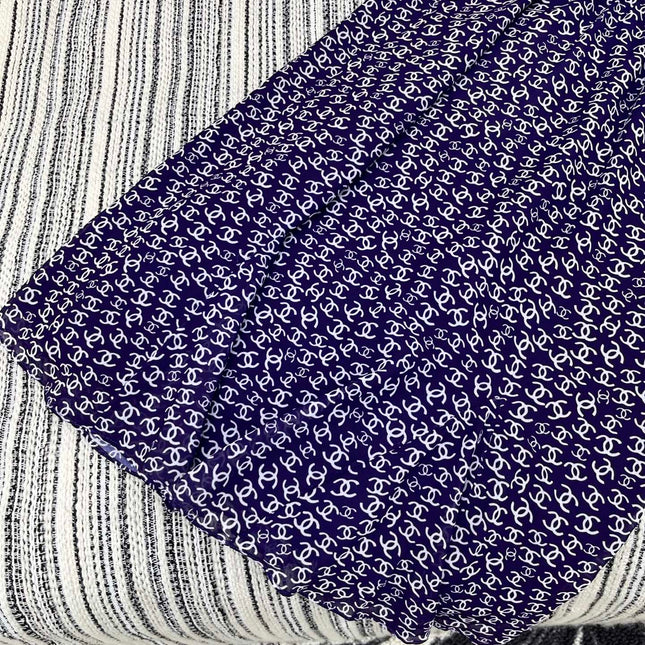 CHANEL DARK PURPLE SILK CAMELLIA DRESS WITH PEARL DETAILS