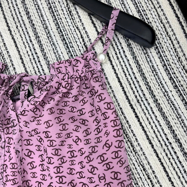 CHANEL PINK PEARL-EMBELLISHED CAMISOLE