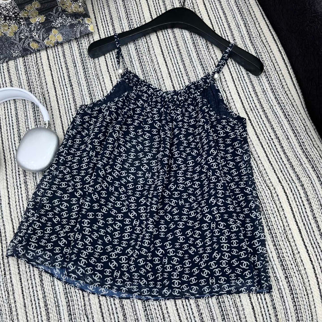 CHANEL BLACK PEARL-EMBELLISHED CAMISOLE