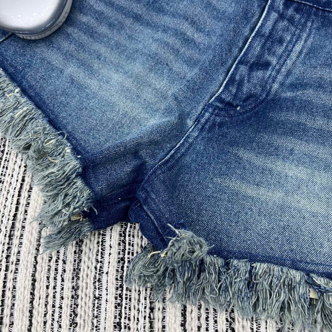 LOEWE FRAYED HEM DENIM SHORTS