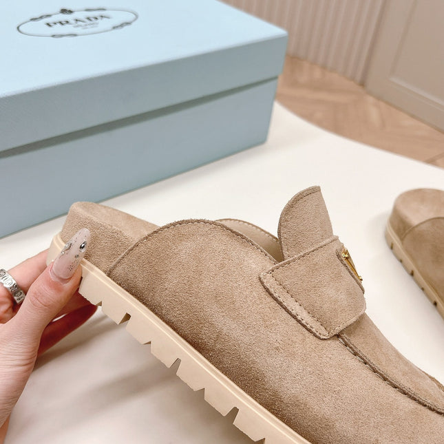 PRA SABOTS MULES LIGHT BROWN SUEDE