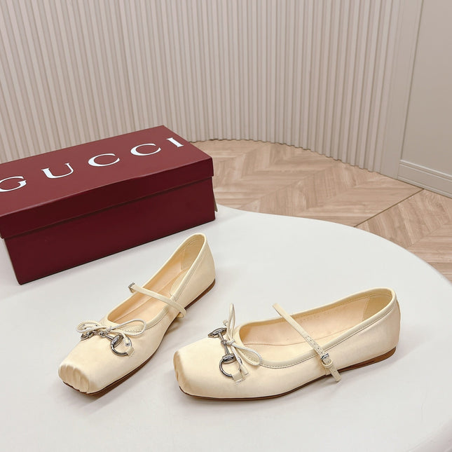 GG BALLET FLAT LIGHT CREAM SILK