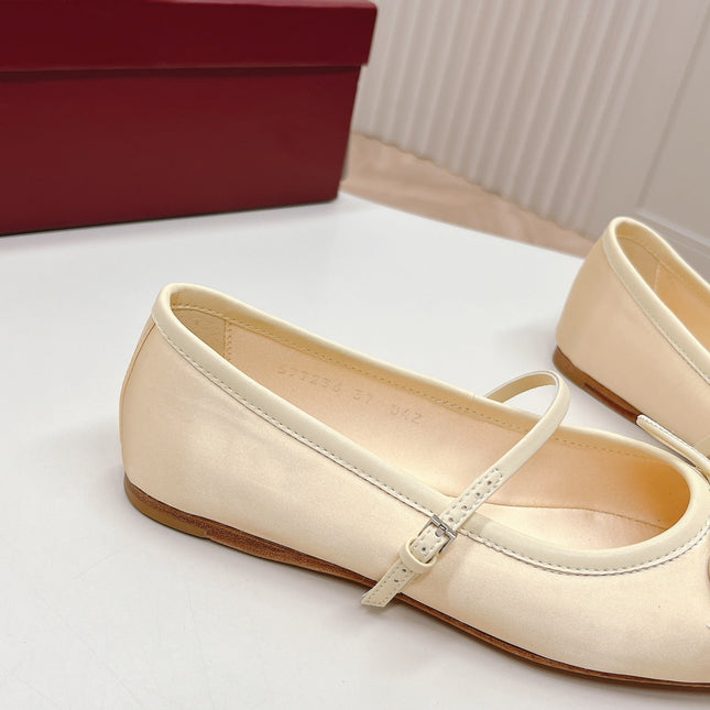 GG BALLET FLAT LIGHT CREAM SILK