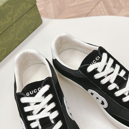 SNEAKER WITH INTERLOCKING G IN BLACK SUEDE AND MESH