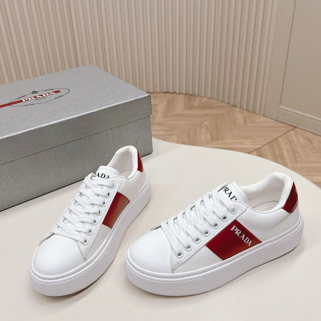 PRA LEATHER LOGO OUTLET SNEAKERS BLACK AND CHERRY CALFSKIN