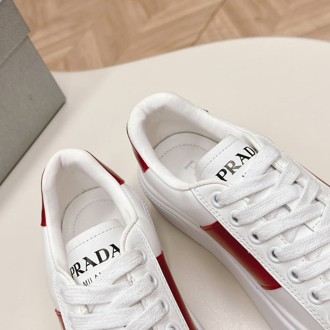 PRA LEATHER LOGO OUTLET SNEAKERS BLACK AND CHERRY CALFSKIN