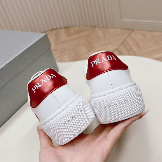 PRA LEATHER LOGO OUTLET SNEAKERS BLACK AND CHERRY CALFSKIN